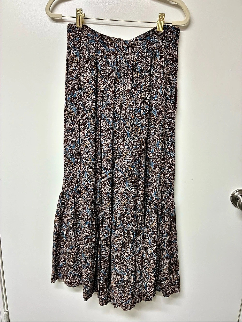 Vanessa Bruno Soledad Skirt Paisley Maxi Brown & Blue Size 36